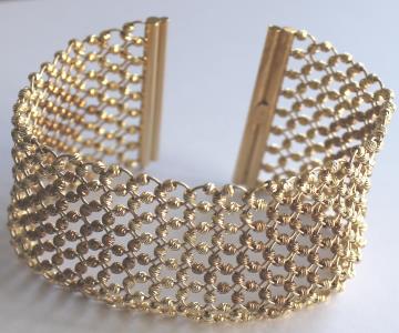 PULSERA MALLA BOLITAS DIAMANTADAS