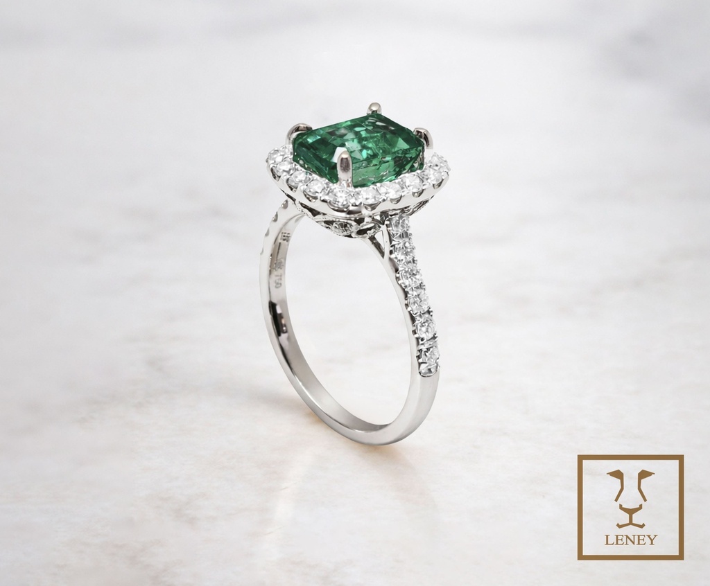 ANILLO SOLITARIO CORONA ESMERALDA