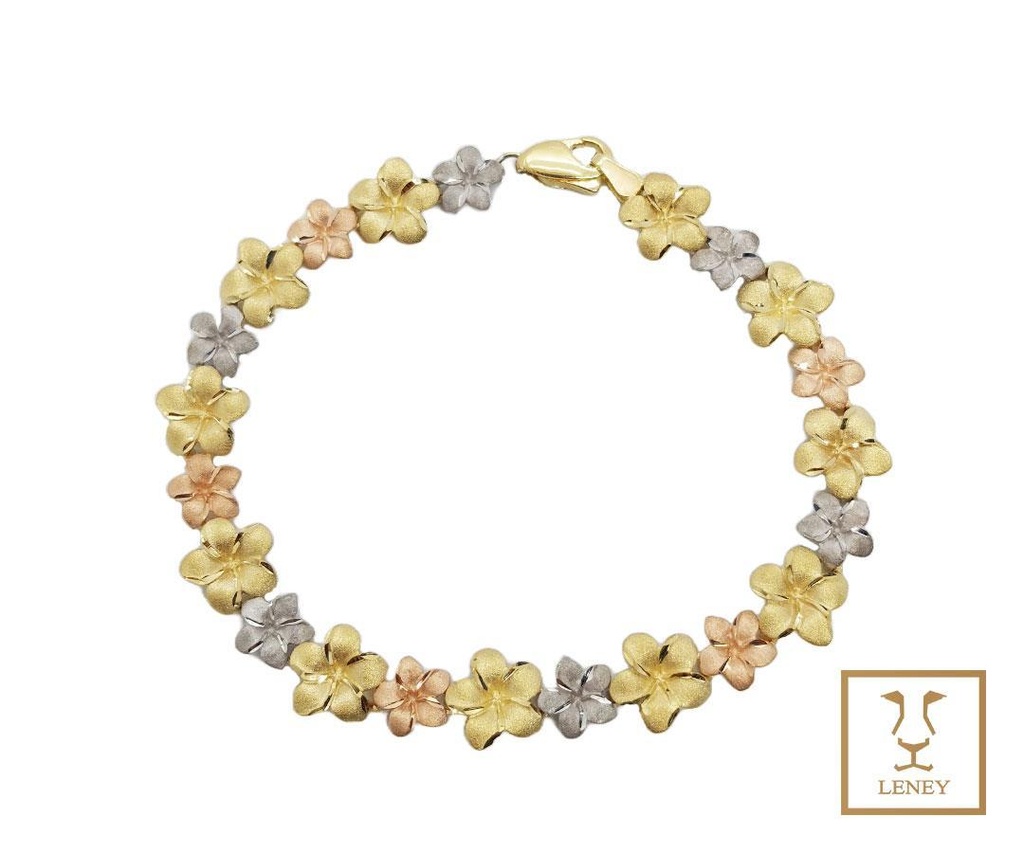 PULSERA FLOR TRES OROS