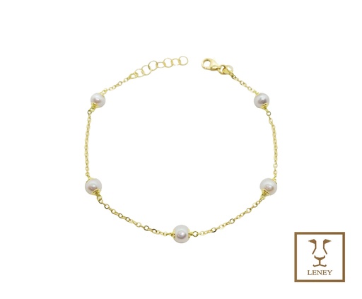 [1549W8] PULSERA 5 PERLAS REDONDAS