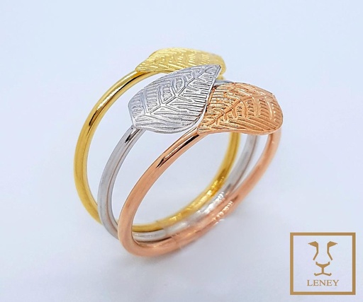 [1243W9] ANILLO 3P HOJA CON GRABADO