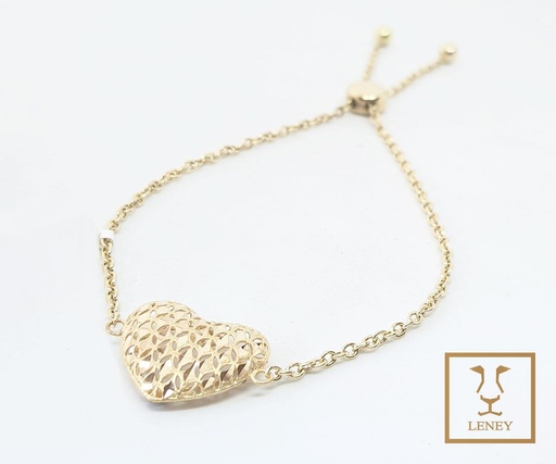[1368W2] PULSERA CORAZON CALADO DIAMANTADO