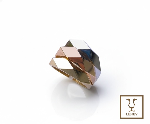 [1578W43] ANILLO 3 CINTILLOS DE ROMBOS